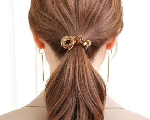 ゴールド と アクリル チェーン ヘアゴム / べっ甲 ヘアアクセサリー