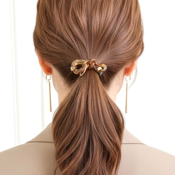 ゴールド と アクリル チェーン ヘアゴム / べっ甲 ヘアアクセサリー