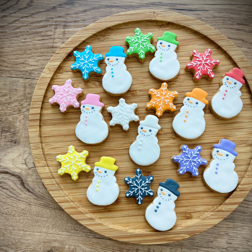 雪だるま＆雪の結晶【アイシングクッキー】 クッキー SUNNY PLACE 通販
