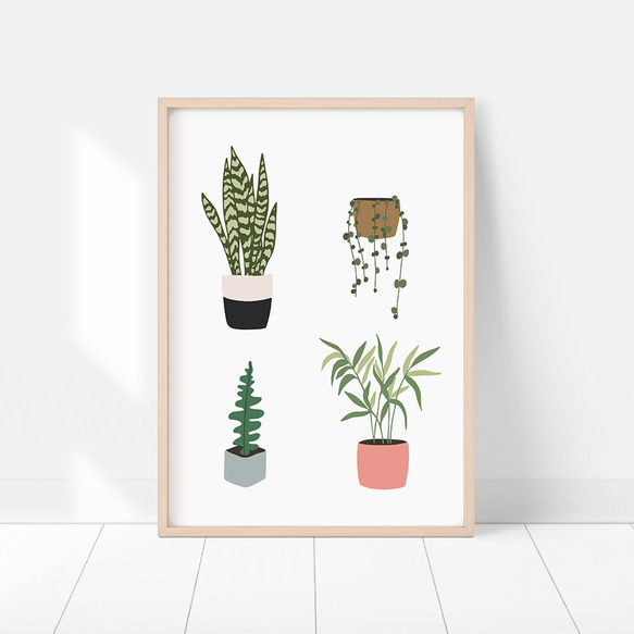 ポスター　観葉植物のイラスト　/ i0256 / 夏のグリーン　葉物　インテリアポスター 4枚目の画像
