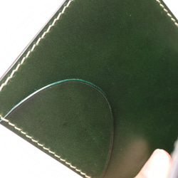 イタリアンレザー　ブッテーロのマネークリップ財布　メンズ　緑 グリーン　札バサミ　薄型　スリム　シンプル　牛革　 4枚目の画像