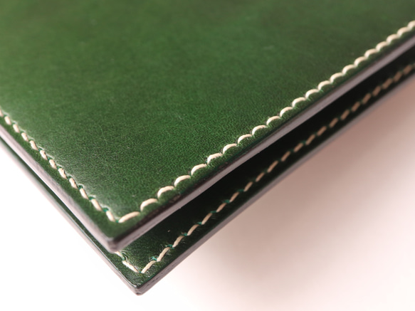 イタリアンレザー　ブッテーロのマネークリップ財布　メンズ　緑 グリーン　札バサミ　薄型　スリム　シンプル　牛革　 6枚目の画像