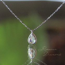 シンプルな一粒ダイヤのプラチナネックレス　ローズカットダイヤモンド NO.1　華奢　しずく　雫　ドロップ 1枚目の画像