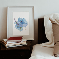 花と抽象画のポスター / i0517 / インテリアポスター　ピンクと紺 3枚目の画像