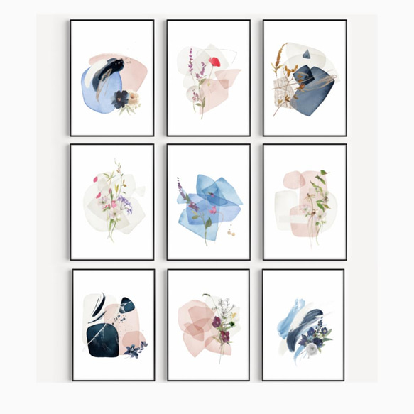 花と抽象画のポスター / i0515 / インテリアポスター　ピンクと紺 9枚目の画像