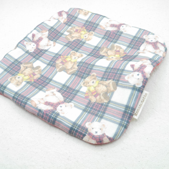 ふわもこハンカチ｜テディベアチェック-Teddy Bear Check-｜L・20×20cm｜ガーゼハンカチ 7枚目の画像