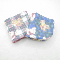 ふわもこハンカチ｜テディベアチェック-Teddy Bear Check-｜L・20×20cm｜ガーゼハンカチ 1枚目の画像