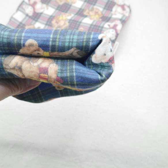 ふわもこハンカチ｜テディベアチェック-Teddy Bear Check-｜L・20×20cm｜ガーゼハンカチ 5枚目の画像