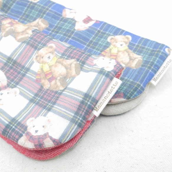 ふわもこハンカチ｜テディベアチェック-Teddy Bear Check-｜L・20×20cm｜ガーゼハンカチ 2枚目の画像