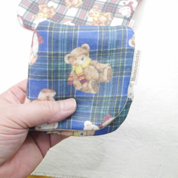ふわもこハンカチ｜テディベアチェック-Teddy Bear Check-｜L・20×20cm｜ガーゼハンカチ 3枚目の画像
