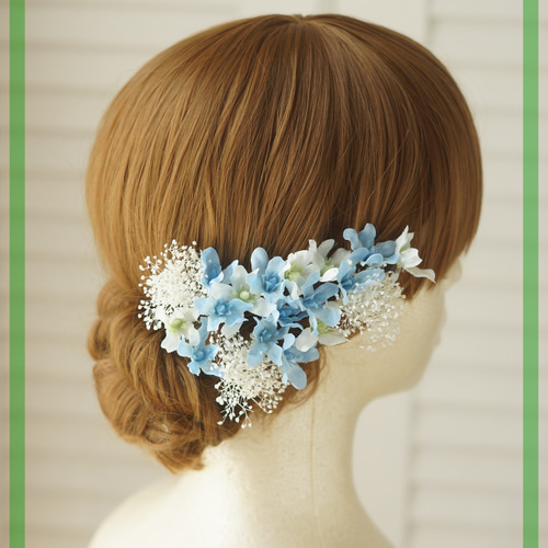 ビンテージレディヘッドベース 陶器製置物花瓶 ブルーのドレスにパール