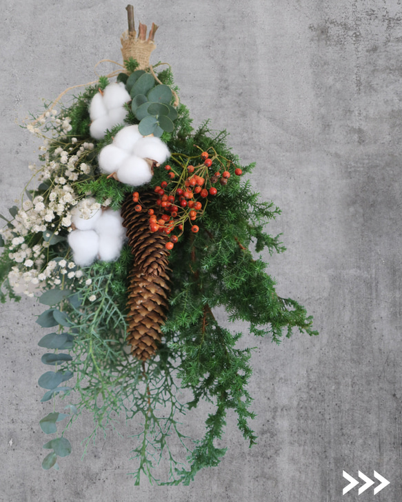 再入荷！45cm 本物スワッグ クリスマス 生花 ドライフラワー ユーカリ 