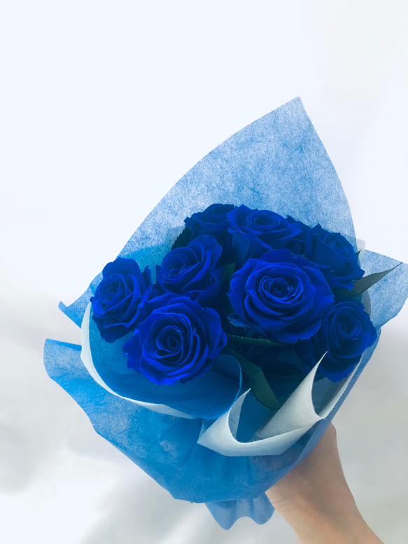 プリザーブドフラワー青い薔薇9輪花束 2枚目の画像
