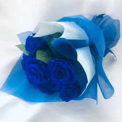 プリザーブドフラワー青い薔薇9輪花束 3枚目の画像