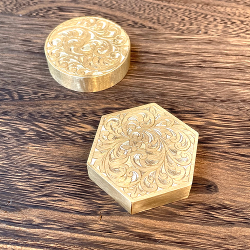 六角形ペーパーウェイト 文鎮 アンティーク 真鍮 その他インテリア雑貨