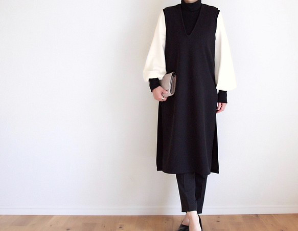 再販＊イベント♦︎普段着にも♦︎深サイドスリット ブラック♦︎M~3L♦︎丈調整対応 5枚目の画像