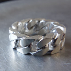 Jumbo Silver Chain Ring "square" 1枚目の画像