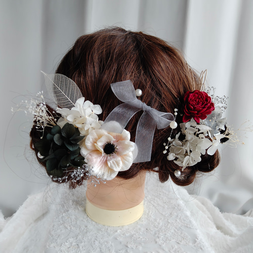 オーダーメイド♡2連アネモネ♡ベビーヘアクリップ ヘアゴム オーダー