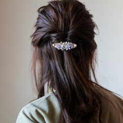 紫色迷你髮夾：紫羅蘭花紫色 第2張的照片