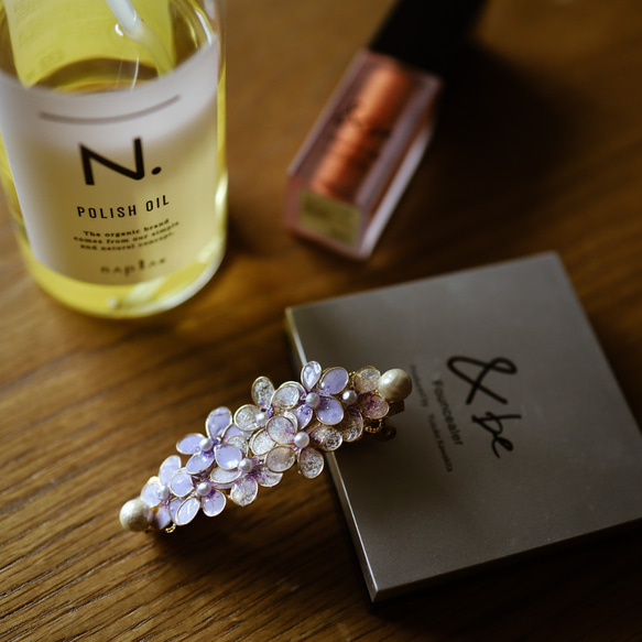 紫色迷你髮夾：紫羅蘭花紫色 第7張的照片