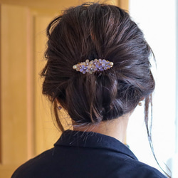 紫羅蘭迷你髮夾：紫羅蘭色紫羅蘭花紫色 第5張的照片