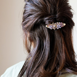 紫色迷你髮夾：紫羅蘭花紫色 第3張的照片