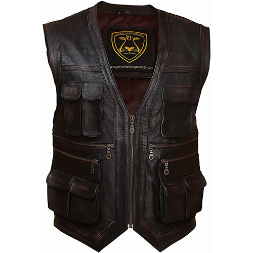 ヤギ革マルチポケットベスト Goat Leather Sleeveless Jacket/Vest