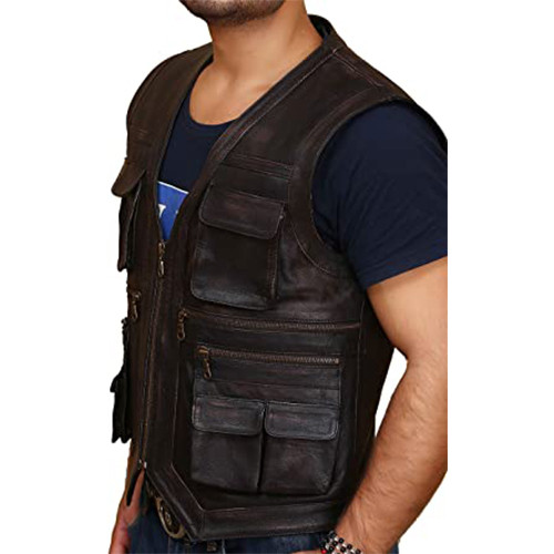 ヤギ革マルチポケットベスト Goat Leather Sleeveless Jacket/Vest