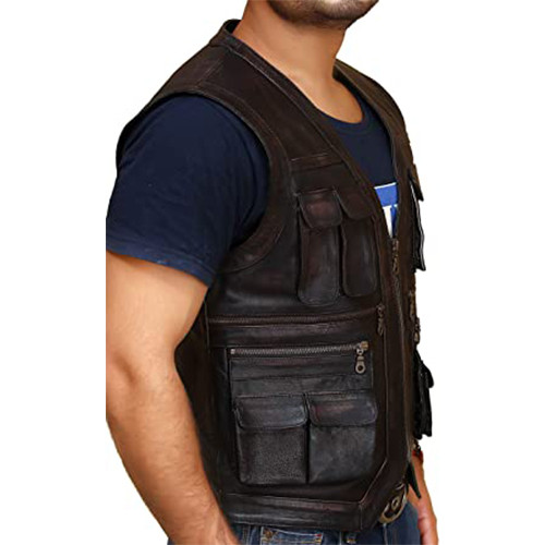 ヤギ革マルチポケットベスト Goat Leather Sleeveless Jacket/Vest