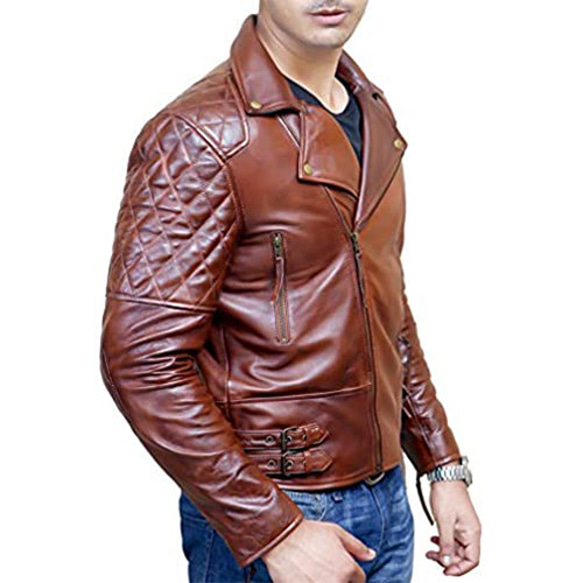 羊革・キルティングアーム付き羊革ジャケット Sheep Leather Jacket with Quilted Arms 2枚目の画像