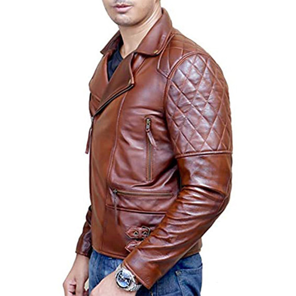 羊革・キルティングアーム付き羊革ジャケット Sheep Leather Jacket with Quilted Arms 4枚目の画像