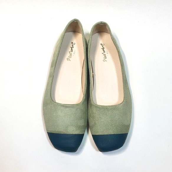 ■實惠♪新顏色■ Rakuchin Petanko！雙色芭蕾舞鞋（苔綠x深綠）23.5cm 第2張的照片