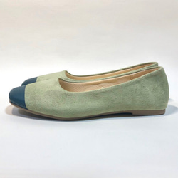 ■實惠♪新顏色■ Rakuchin Petanko！雙色芭蕾舞鞋（苔綠x深綠）23.5cm 第3張的照片