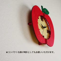 「りんご」木製置き掛け時計　 2枚目の画像