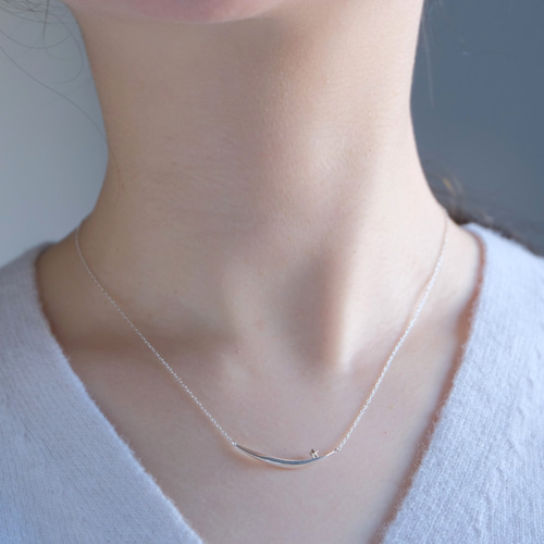 tungl og stjö necklace：K10YG×silver925 星カーブバー