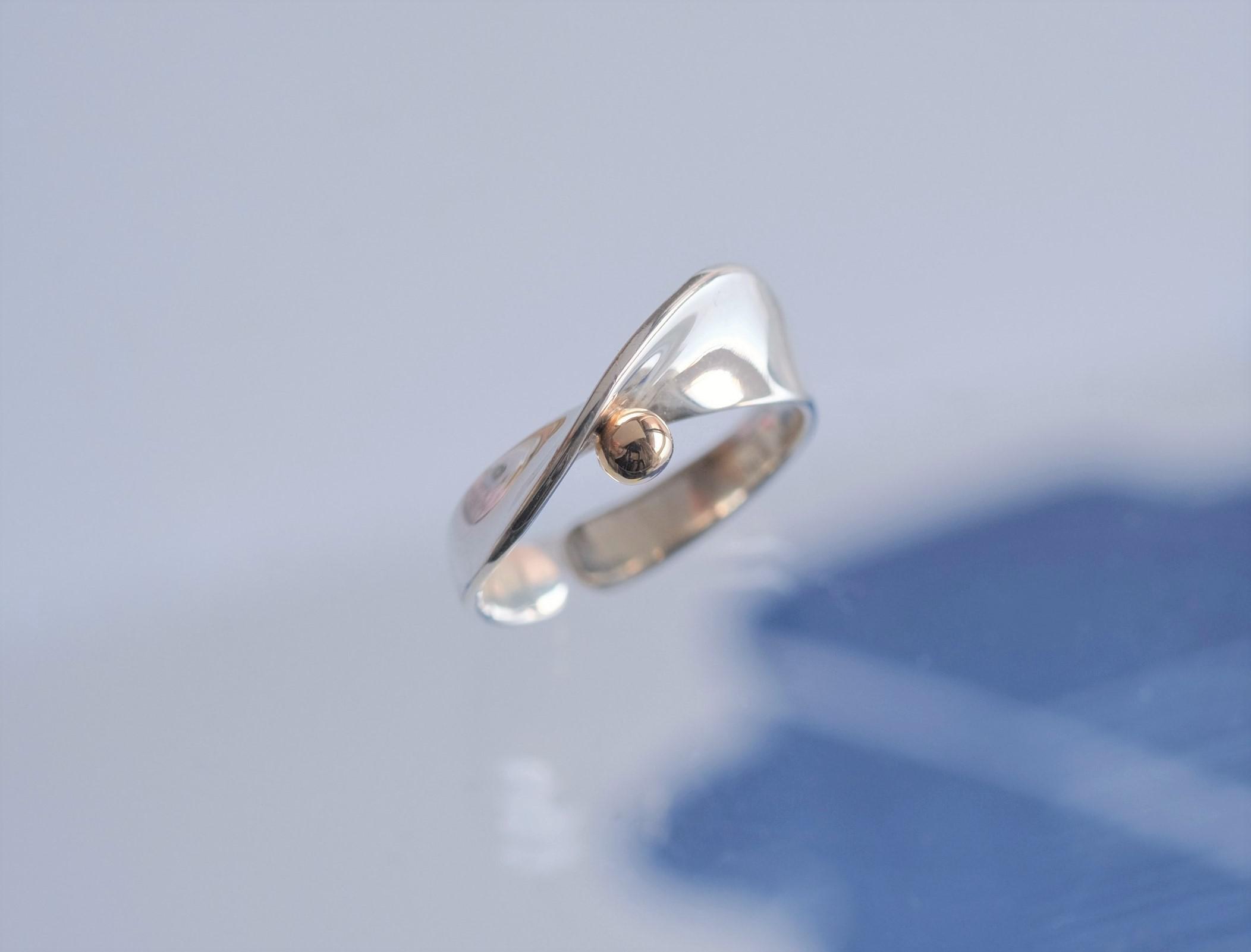 K10YG×silver925 "flæði ring"コンビカラーリング　10金　シルバー