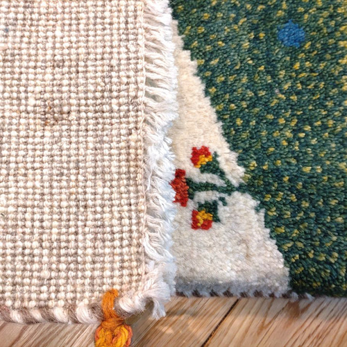 ペルシャ ギャッベ 玄関マット 90x60 ザクロの木 ランドスケープ