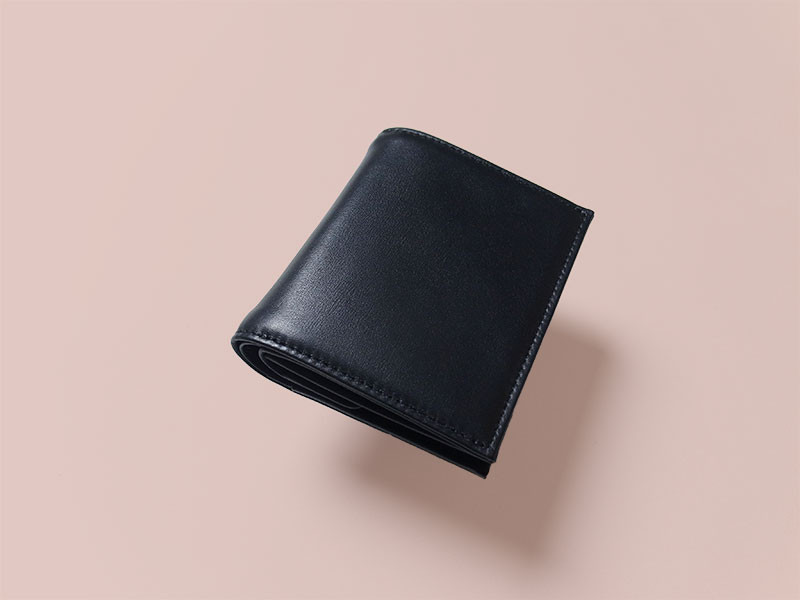 上質イタリアンレザー「小銭が取り出しやすい！」 - Short Wallet - ブラック -