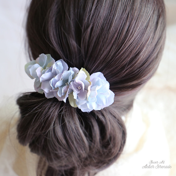 Floral barrette -blue 第2張的照片