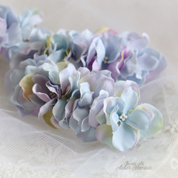 Floral barrette -blue 第3張的照片