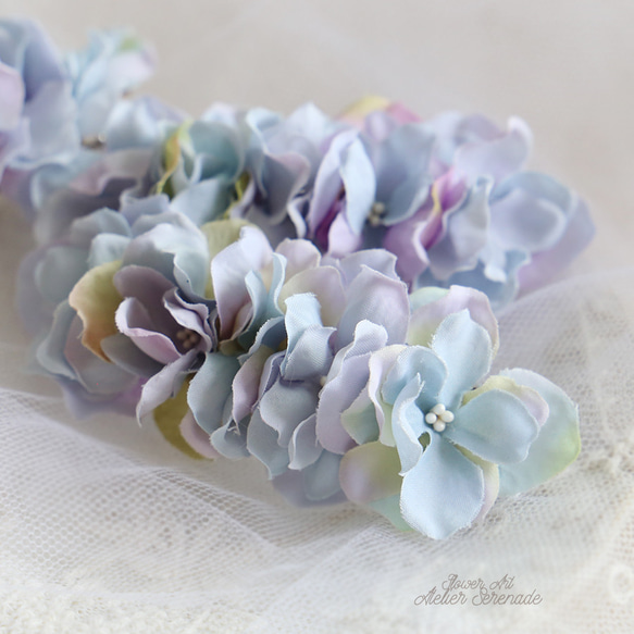 Floral barrette -blue 第3張的照片