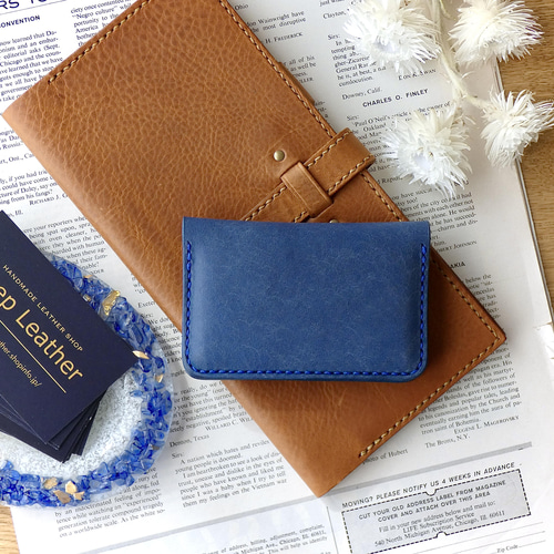 イタリアンレザーの名刺入れ/ロイヤルブルー 名刺入れ・カードケース  