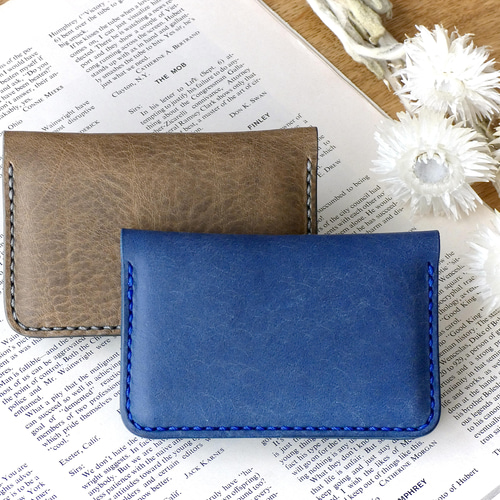 イタリアンレザーの名刺入れ/ロイヤルブルー 名刺入れ・カードケース  