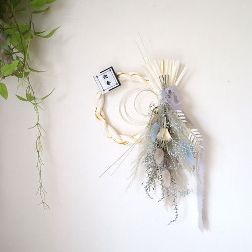 お正月飾りNo.29 しめ飾り しめ縄飾り 正月リース ドライフラワー 2way