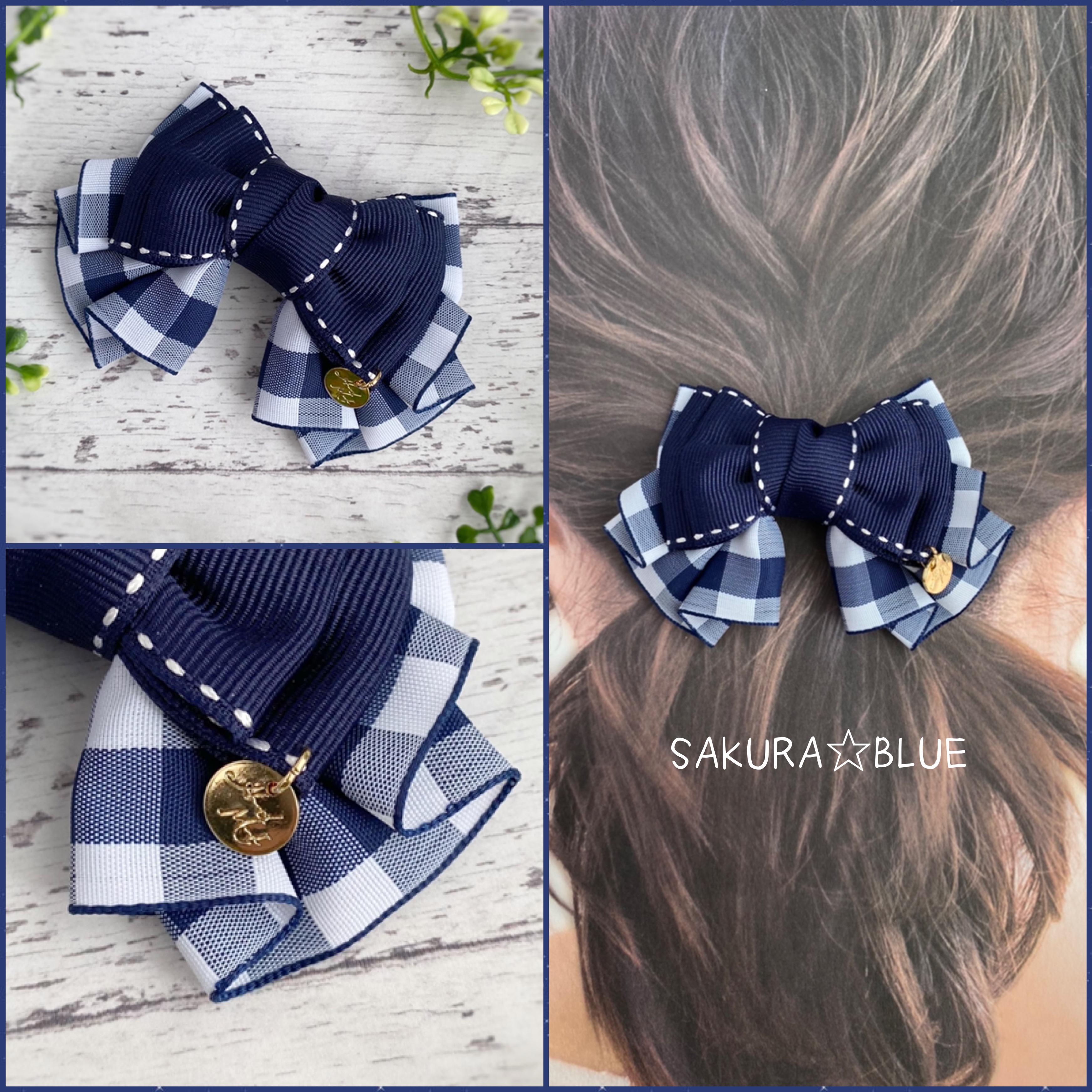 ヘアゴム　ベビーヘアクリップ　ギンガムチェックリボン１〜５ ヘアゴム ベビーヘアクリップ ギンガムチェックリボン1 オレンジ