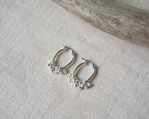 再販】シンプルで上品/カレンシルバーつぶつぶピアス～silver925