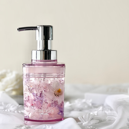 完成品】ハーバリウムディスペンサー（泡ハンドソープ）/ピンク  
