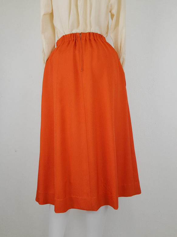 着物リメイク 送料無料 橙色の元気スカート 8枚目の画像