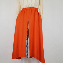 着物リメイク 送料無料 橙色の元気スカート 3枚目の画像