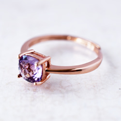 アメジスト指輪、リング：2月の誕生石：紫色、四角、スクエア、透明感：ピンクゴールド：Creema限定【送料無料】 3枚目の画像